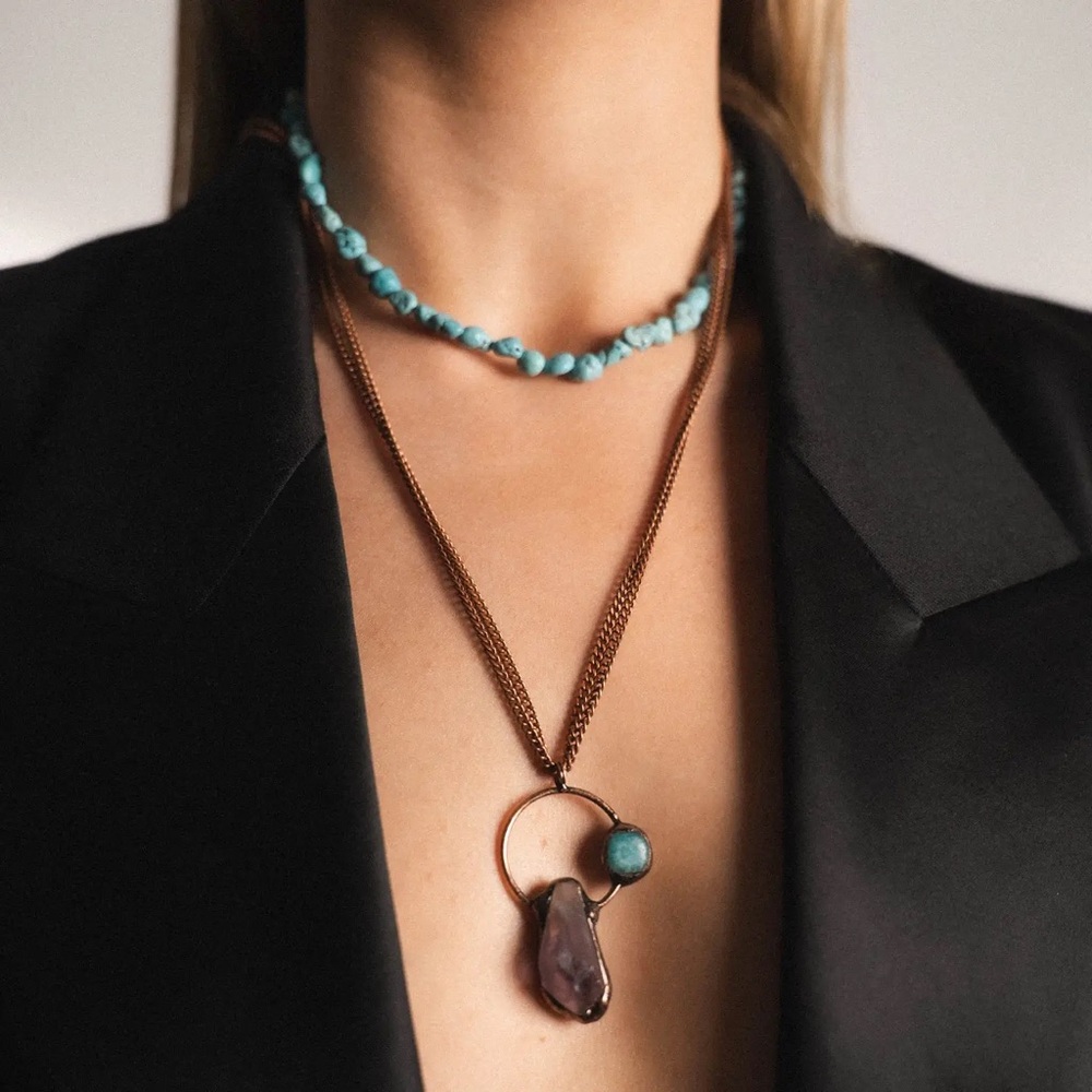 Amethyst and Turquoise Necklace Set - Picture 3 of 4